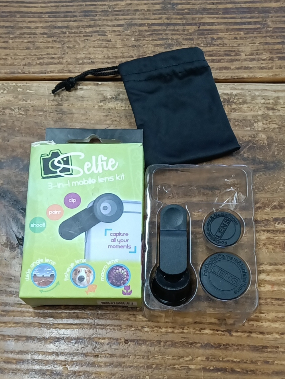 Hype 3-in-1 Mobile Selfie Lens Kit in Black